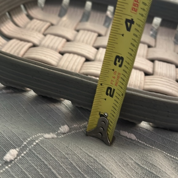 Restoration Hardware Ceramic Woven Basket With Handles RH Stamp Cream blue gray - Picture 11 of 11